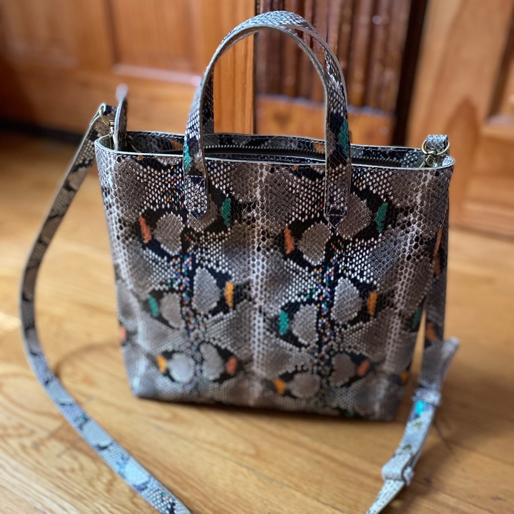 Madewell embossed leather snakeskin tote